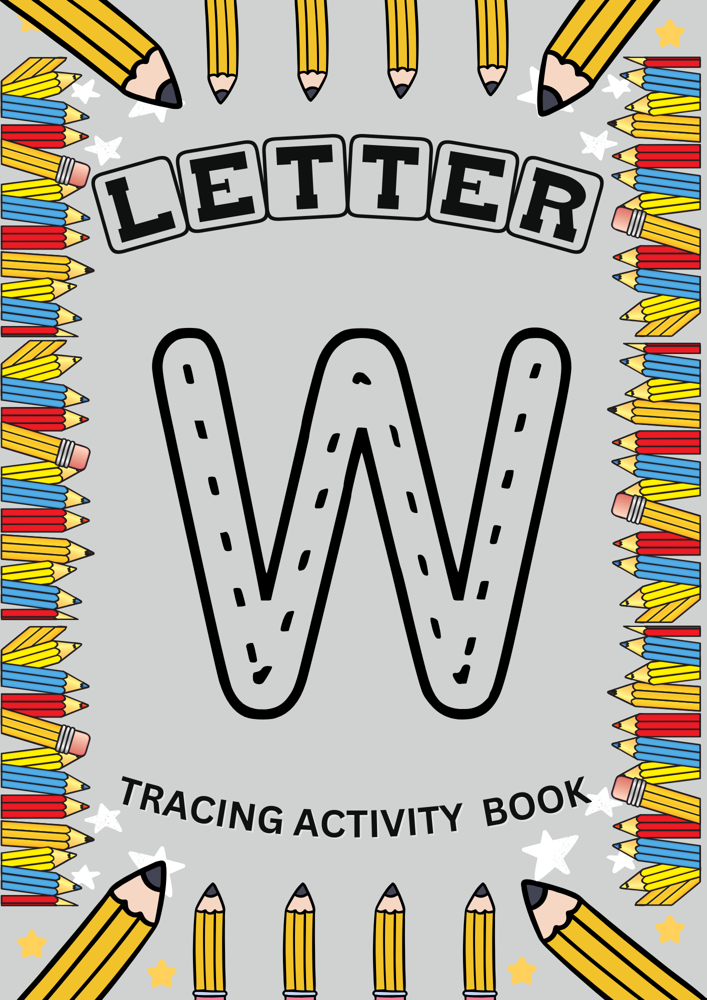 Fun letter W tracing activity book with EYFS alphabet worksheets to support early years handwriting and letter recognition