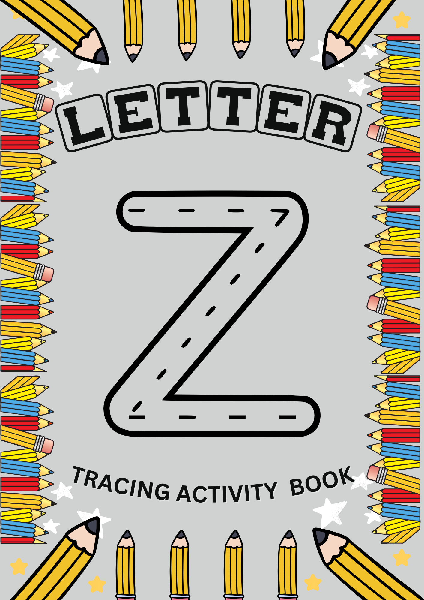 Fun letter z tracing activity book with EYFS alphabet worksheets to support early years handwriting and letter recognition