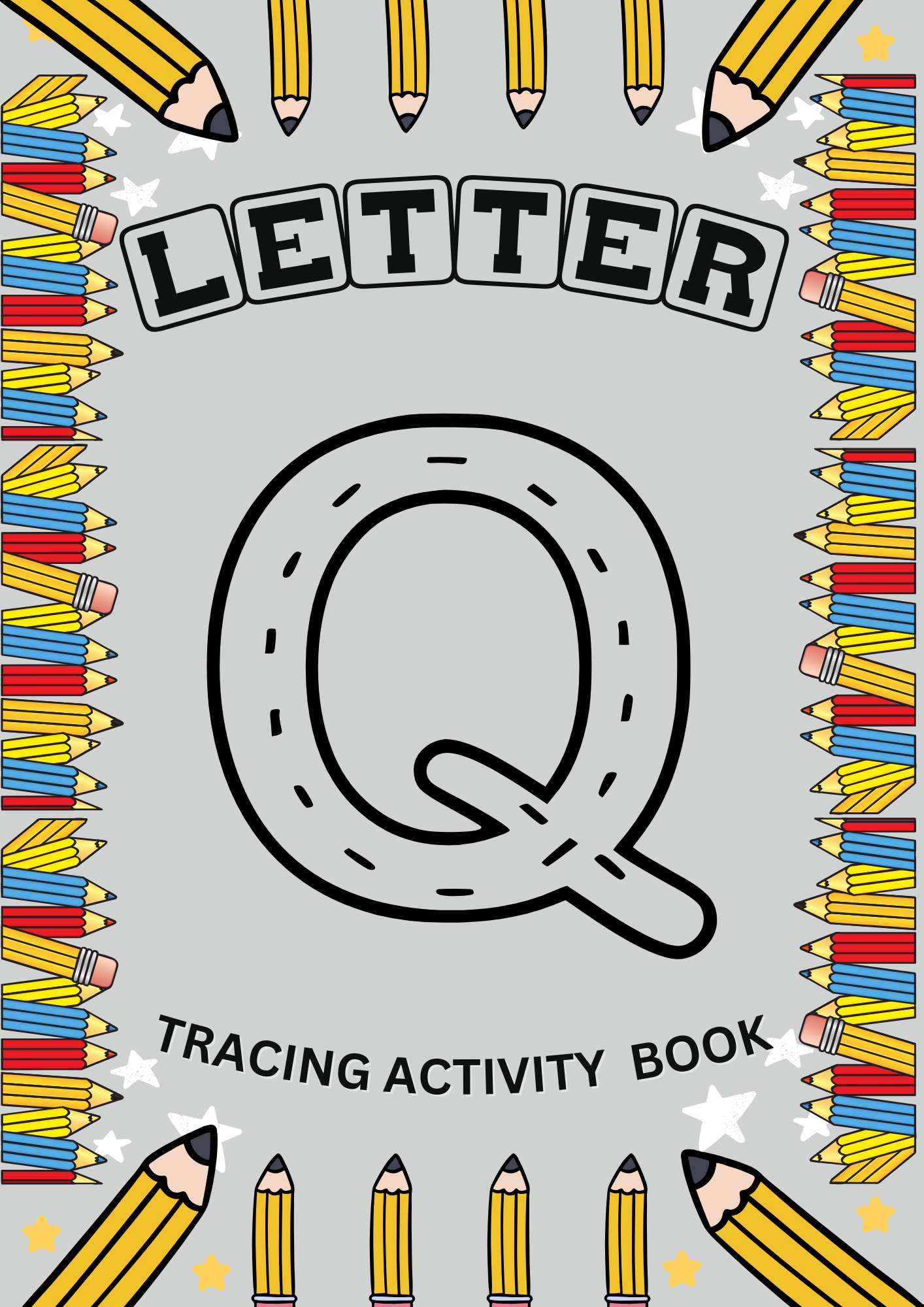 Fun letter Q tracing activity book with EYFS alphabet worksheets to support early years handwriting and letter recognition