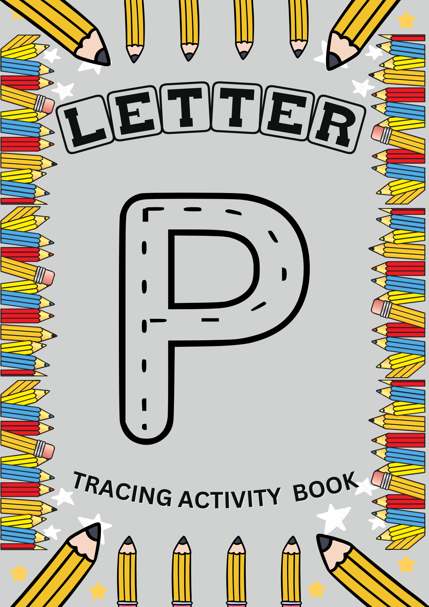 Fun letter P tracing activity book with EYFS alphabet worksheets to support early years handwriting and letter recognition