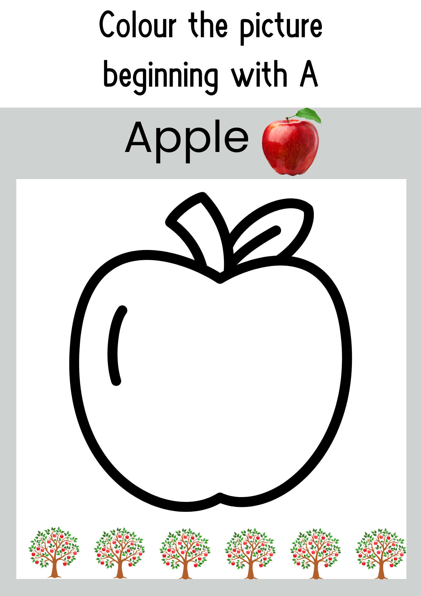 Apple Colouring Page | Letter A Phonics Activity for EYFS & Home Learning