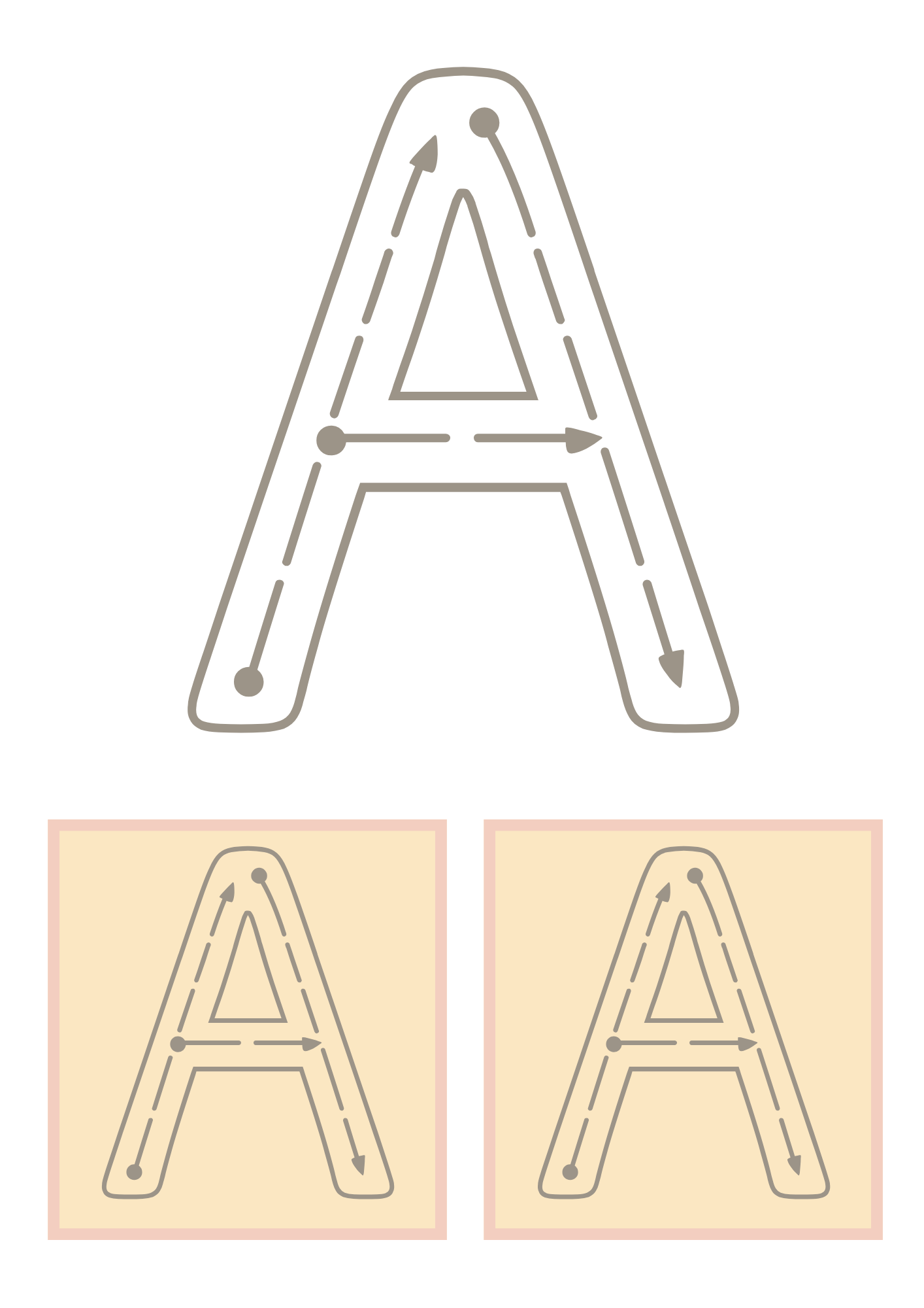 Uppercase Letter 'A' Tracing Worksheet – A structured tracing sheet for learning the uppercase letter 'A,' designed to develop early writing skills in toddlers and preschoolers.